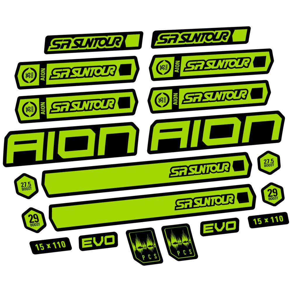 Stickers for SR Suntour Aion 35 White 2020-2024, Fork vinyl decals - Lime Green