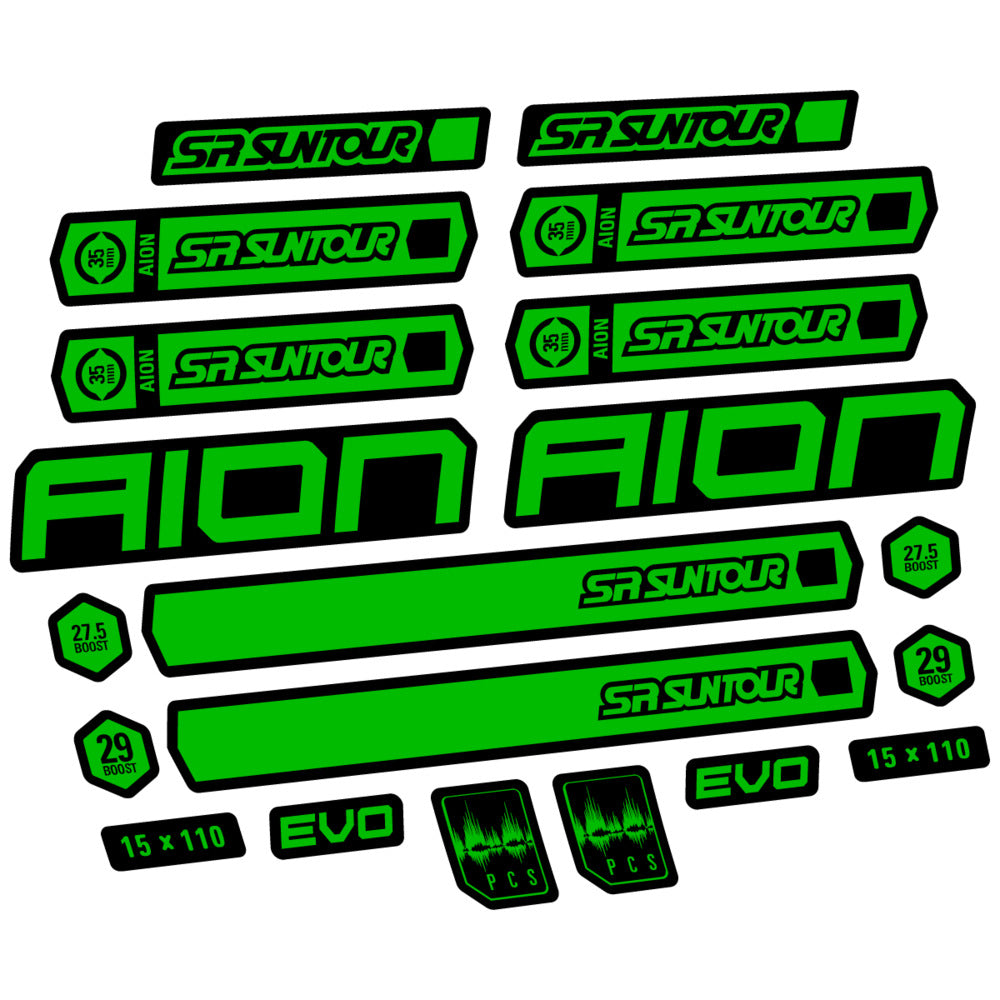 Stickers for SR Suntour Aion 35 White 2020-2024, Fork vinyl decals - Grass Green