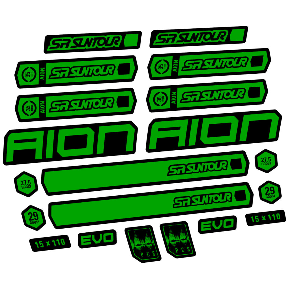 Stickers for SR Suntour Aion 35 White 2020-2024, Fork vinyl decals - Green