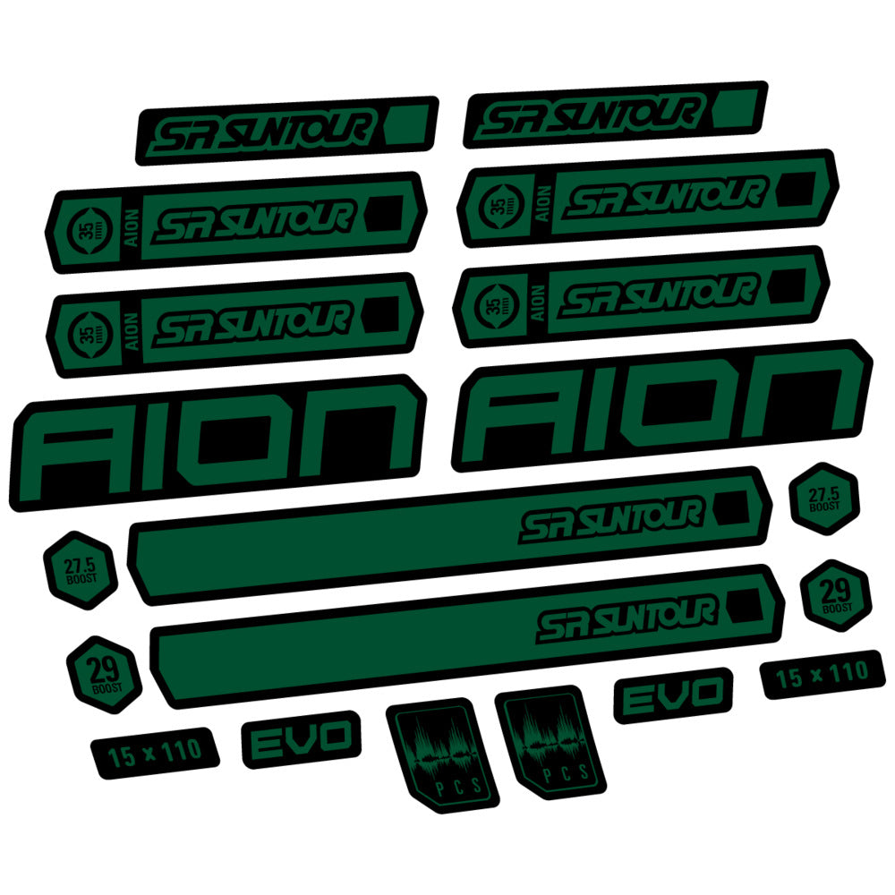 Stickers for SR Suntour Aion 35 White 2020-2024, Fork vinyl decals - Dark Green
