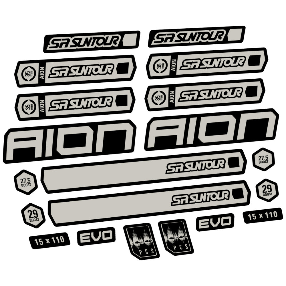 Stickers for SR Suntour Aion 35 White 2020-2024, Fork vinyl decals - Light Grey