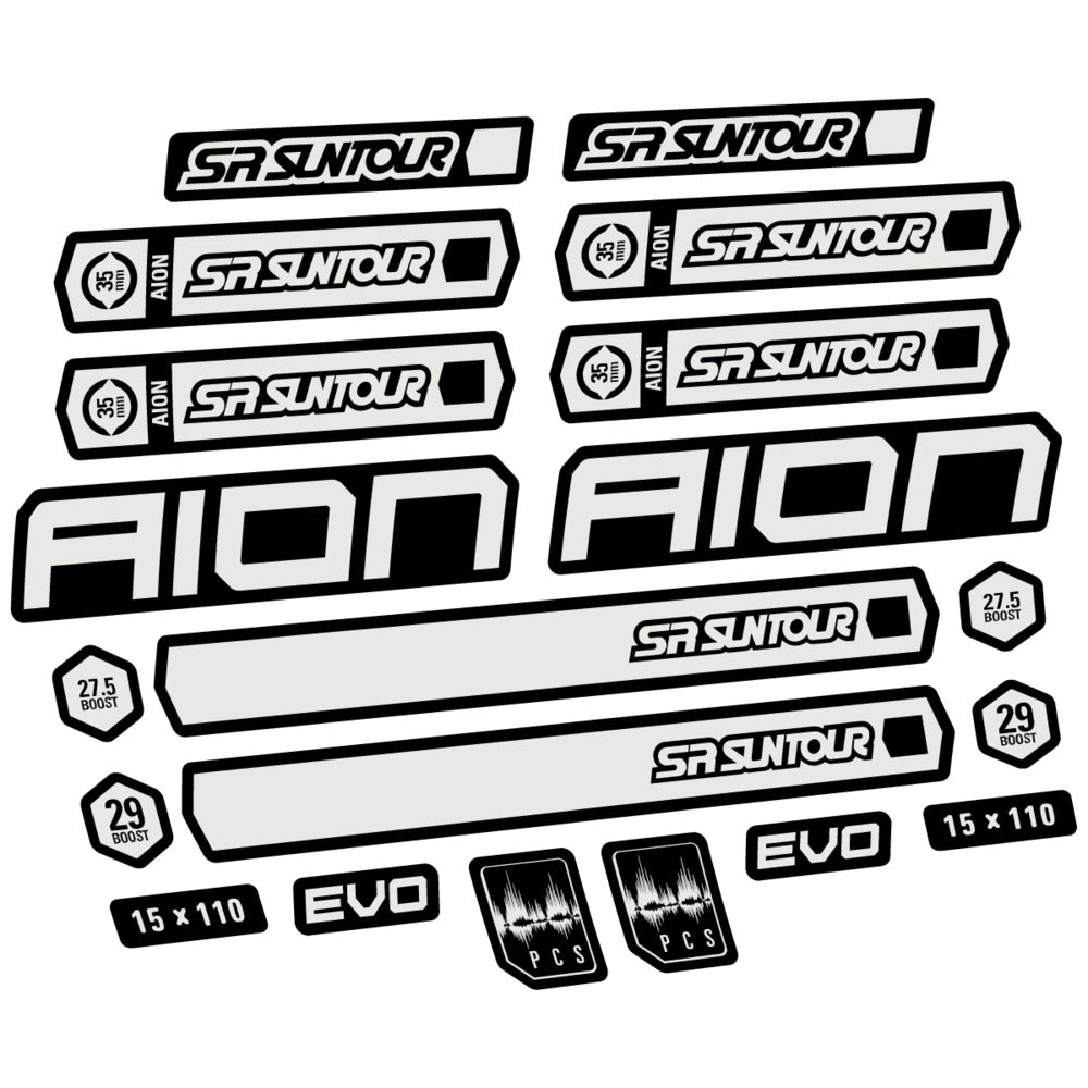Stickers for SR Suntour Aion 35 White 2020-2024, Fork vinyl decals - Pearl Grey