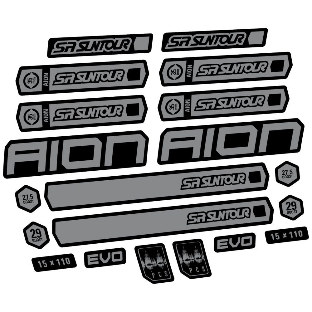 Stickers for SR Suntour Aion 35 White 2020-2024, Fork vinyl decals - Traffic Grey