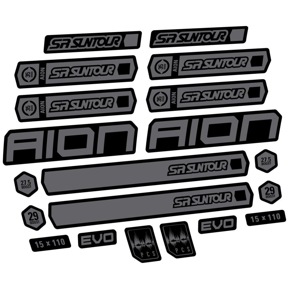 Stickers for SR Suntour Aion 35 White 2020-2024, Fork vinyl decals - Medium Grey