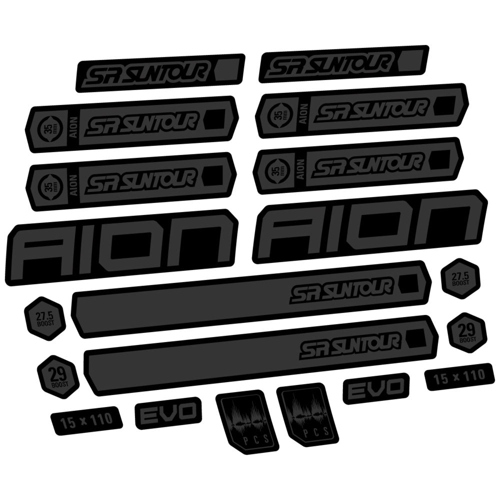 Stickers for SR Suntour Aion 35 White 2020-2024, Fork vinyl decals - Very Dark Grey