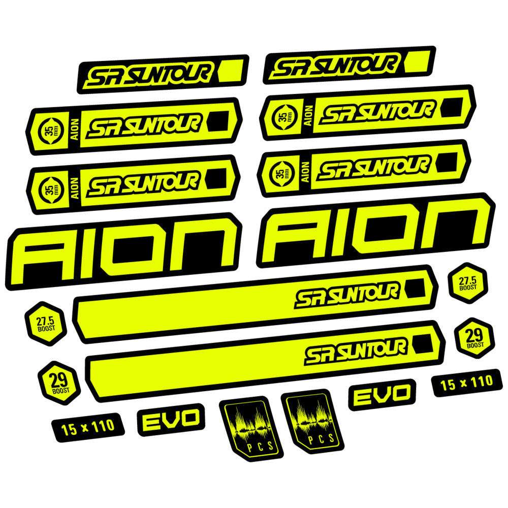 Stickers for SR Suntour Aion 35 White 2020-2024, Fork vinyl decals - Neon Yellow