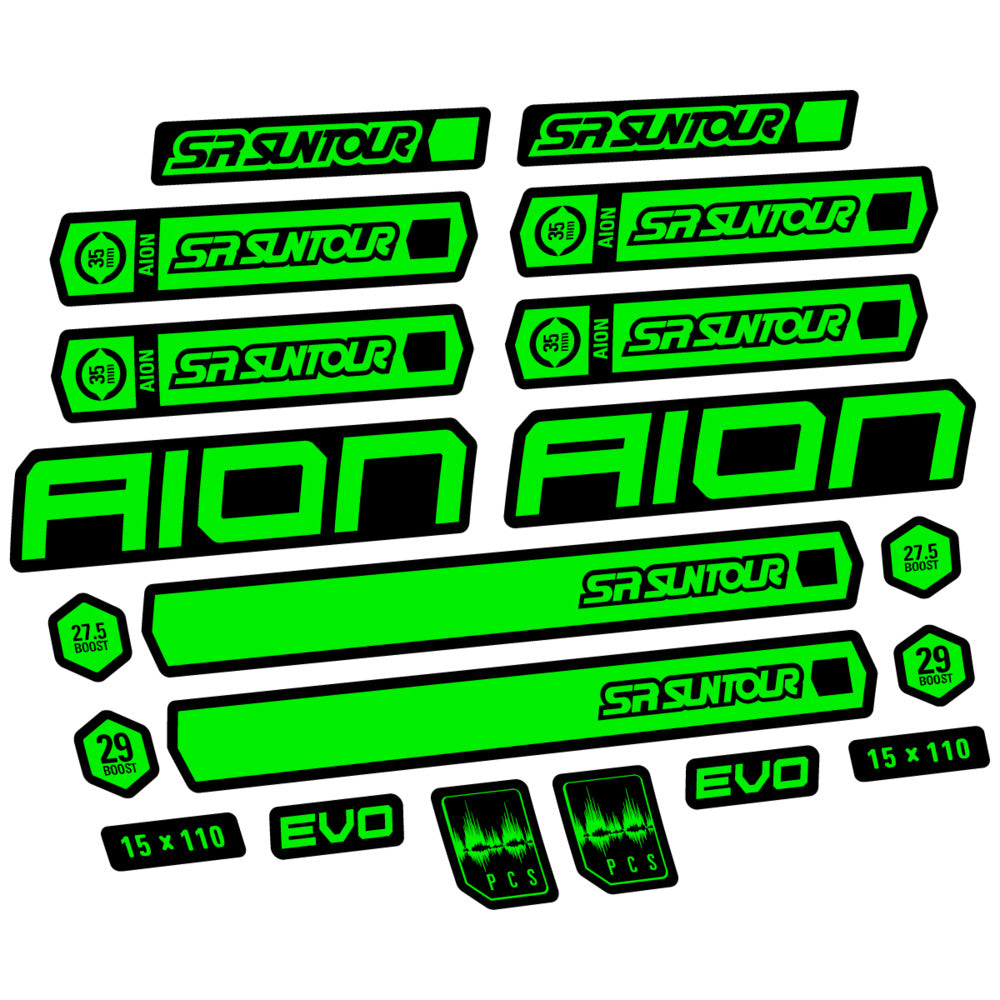 Stickers for SR Suntour Aion 35 White 2020-2024, Fork vinyl decals - Neon Green