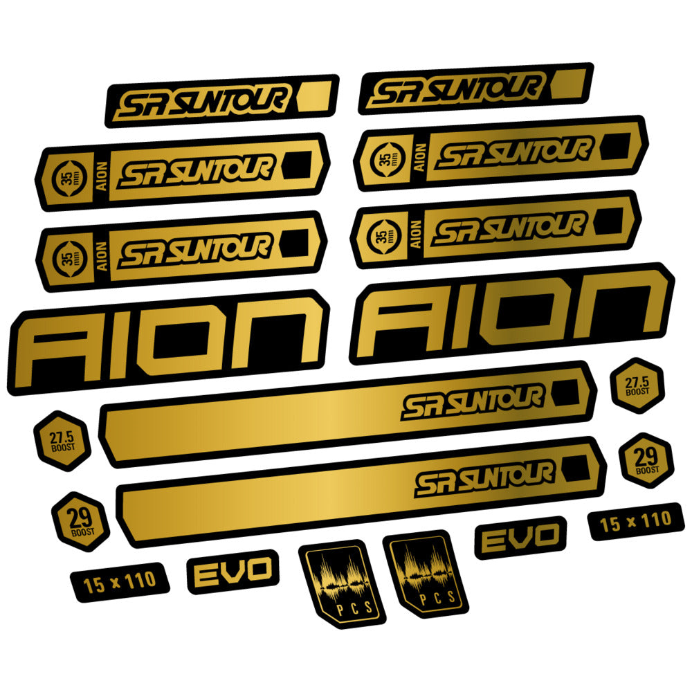 Stickers for SR Suntour Aion 35 White 2020-2024, Fork vinyl decals - Gold
