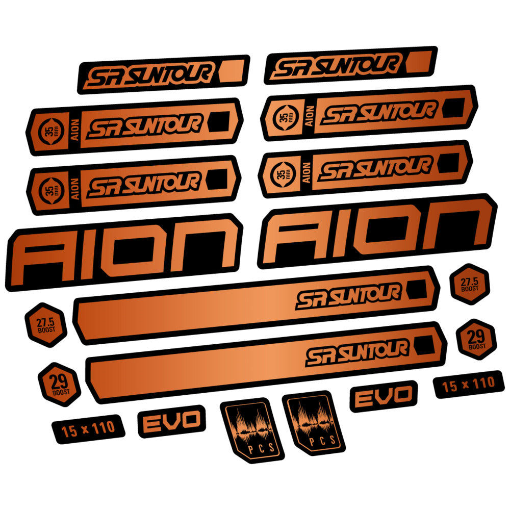 Stickers for SR Suntour Aion 35 White 2020-2024, Fork vinyl decals - Bronze