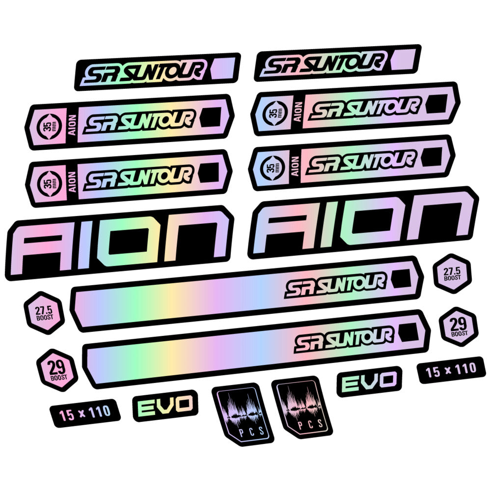 Stickers for SR Suntour Aion 35 White 2020-2024, Fork vinyl decals - Hollographic