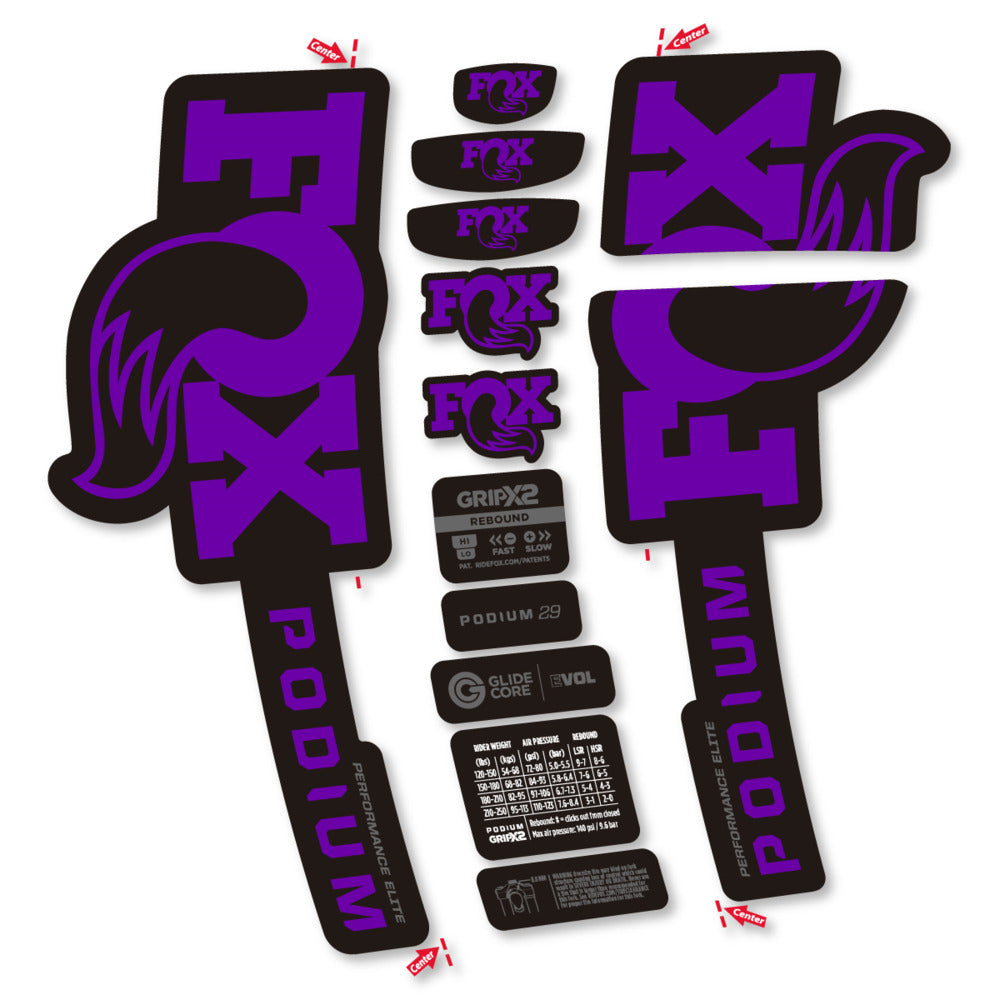 Decal for Fox Podium Performance Elite 2025, Fork, bike sticker vinyl