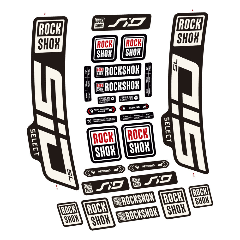 Stickers for RockShox SiD Select SL 2021-2023, Fork vinyl decals - Bone White