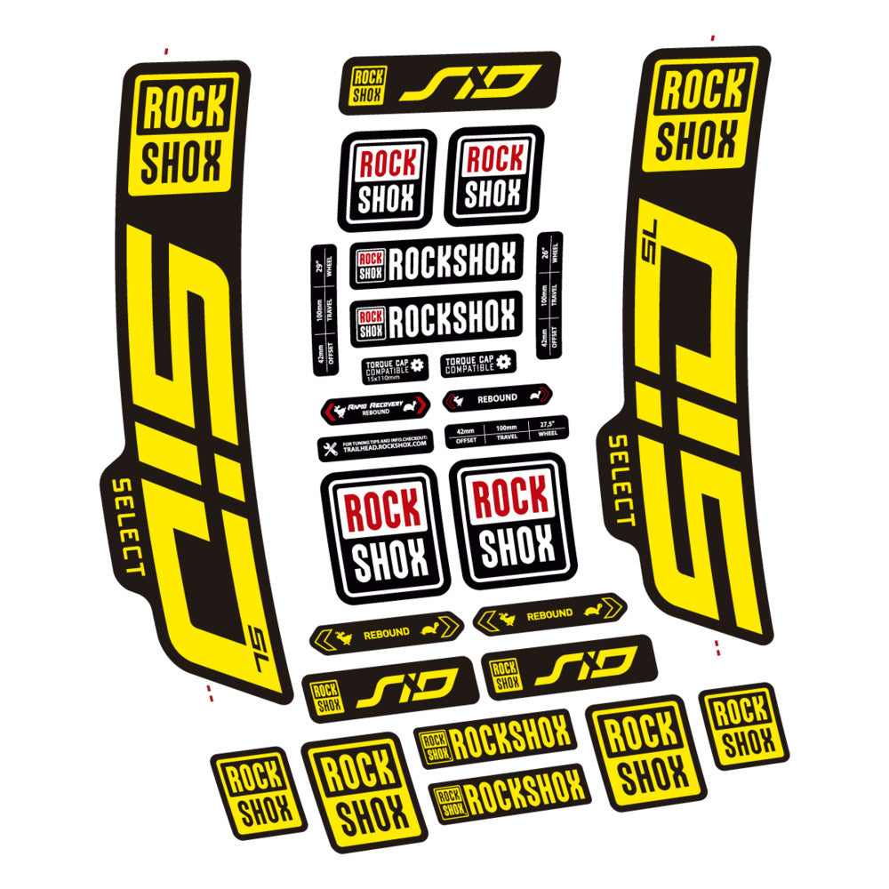 Stickers for RockShox SiD Select SL 2021-2023, Fork vinyl decals - Yellow