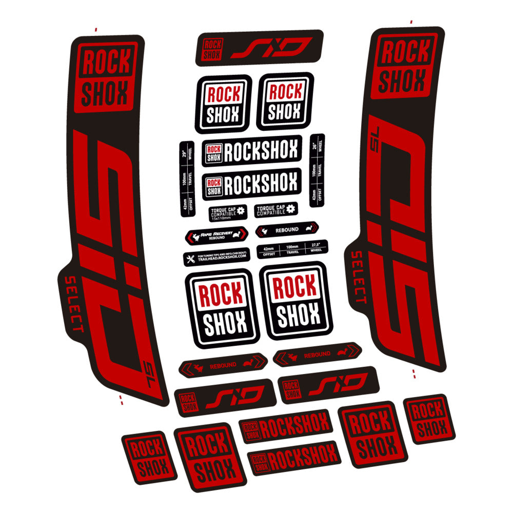 Stickers for RockShox SiD Select SL 2021-2023, Fork vinyl decals - Medium Red