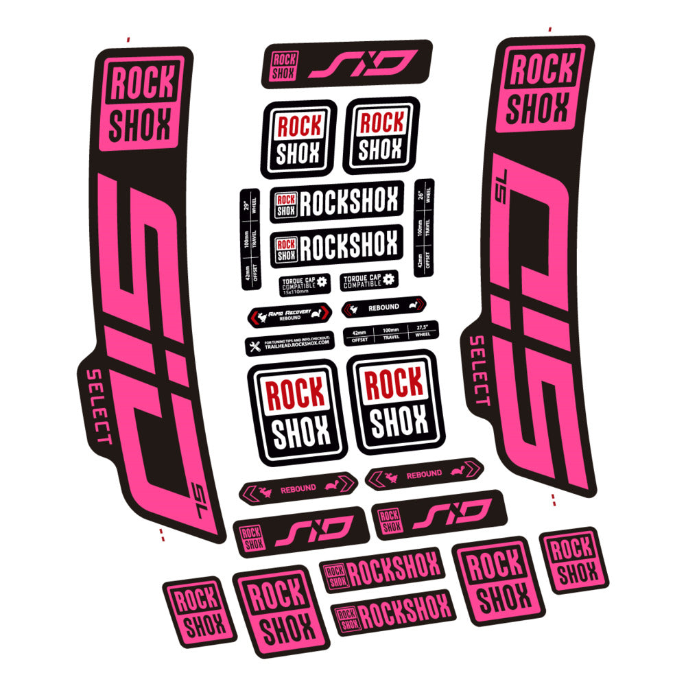 Stickers for RockShox SiD Select SL 2021-2023, Fork vinyl decals - Bubblegum Pink