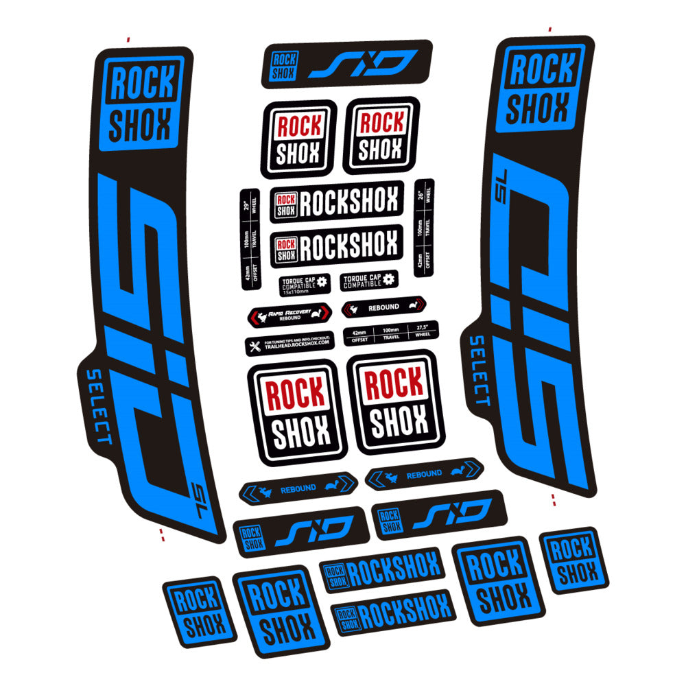 Stickers for RockShox SiD Select SL 2021-2023, Fork vinyl decals - Luminous Cyan
