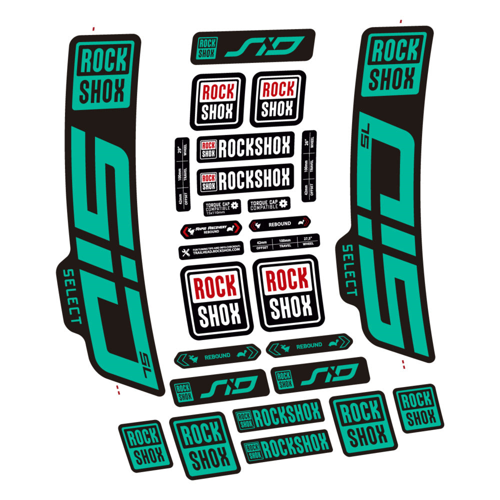 Stickers for RockShox SiD Select SL 2021-2023, Fork vinyl decals - Green Turquoise