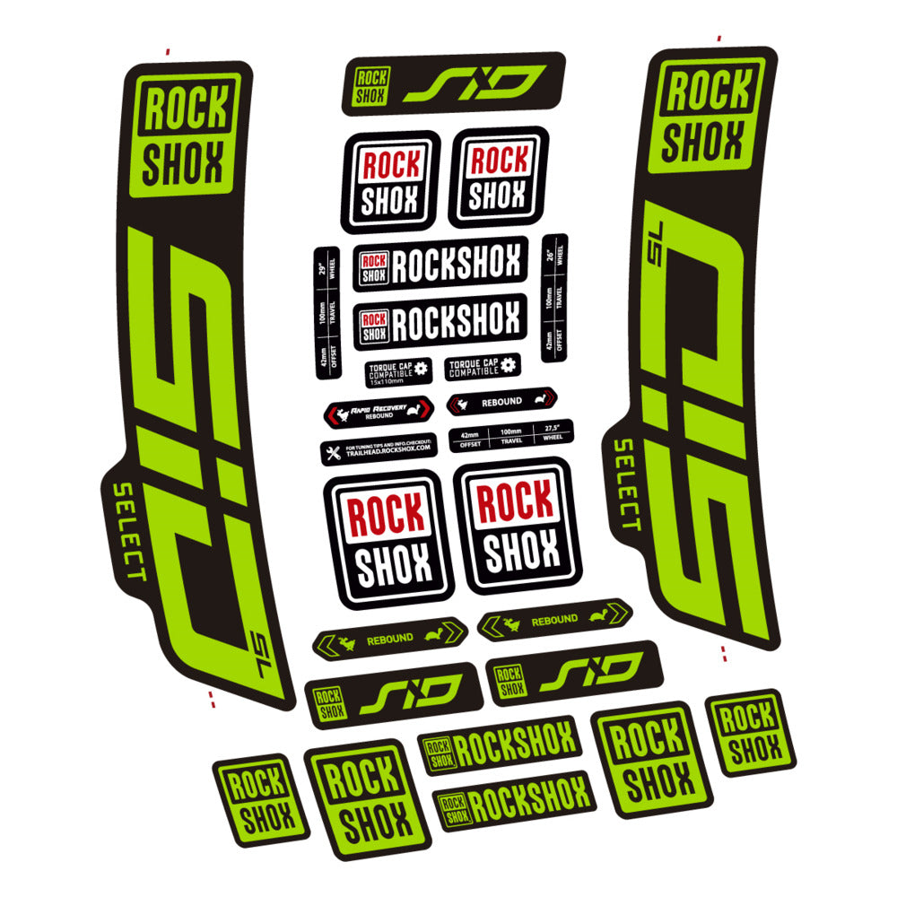 Stickers for RockShox SiD Select SL 2021-2023, Fork vinyl decals - Lime Green