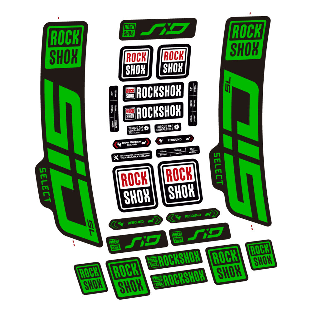 Stickers for RockShox SiD Select SL 2021-2023, Fork vinyl decals - Grass Green