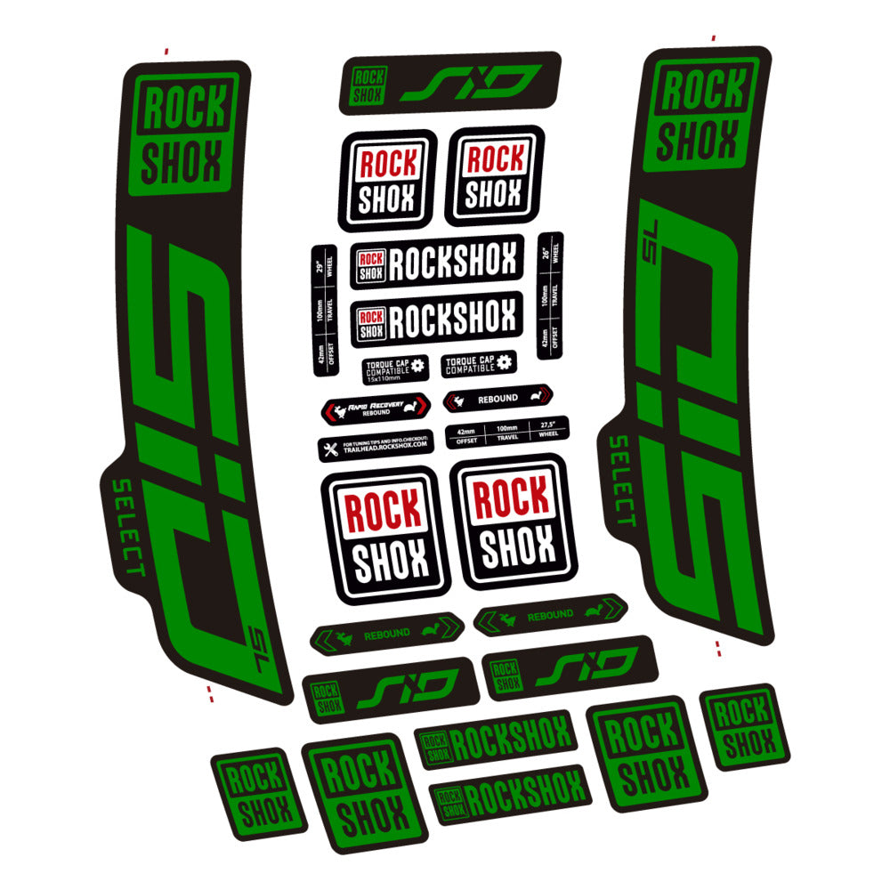 Stickers for RockShox SiD Select SL 2021-2023, Fork vinyl decals - Medium Green