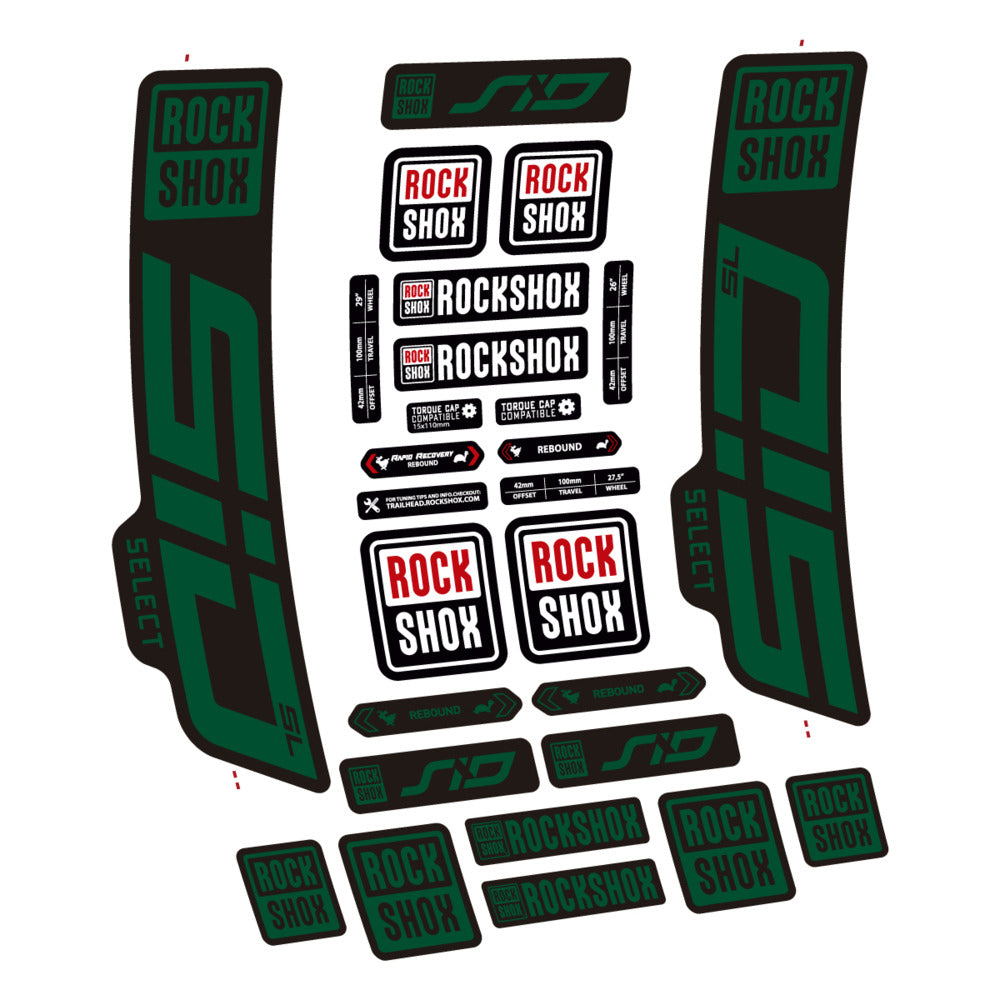 Stickers for RockShox SiD Select SL 2021-2023, Fork vinyl decals - Dark Green
