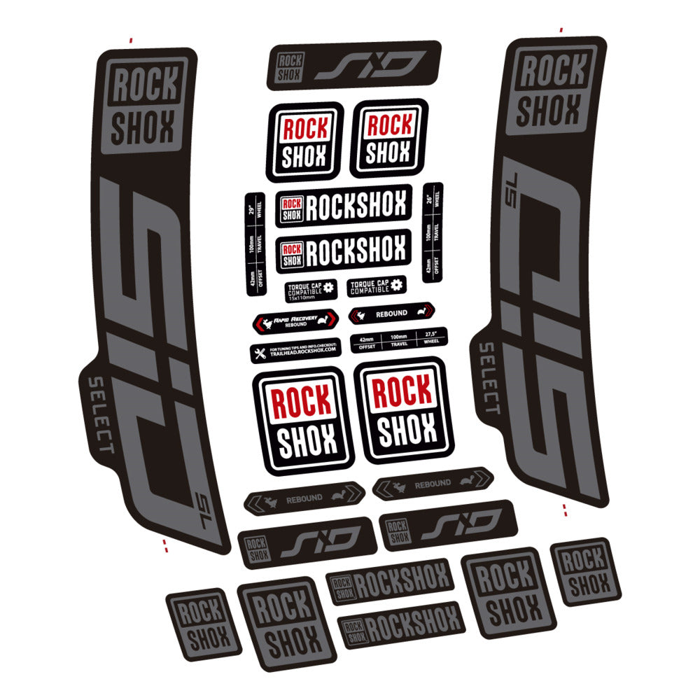 Stickers for RockShox SiD Select SL 2021-2023, Fork vinyl decals - Medium Grey