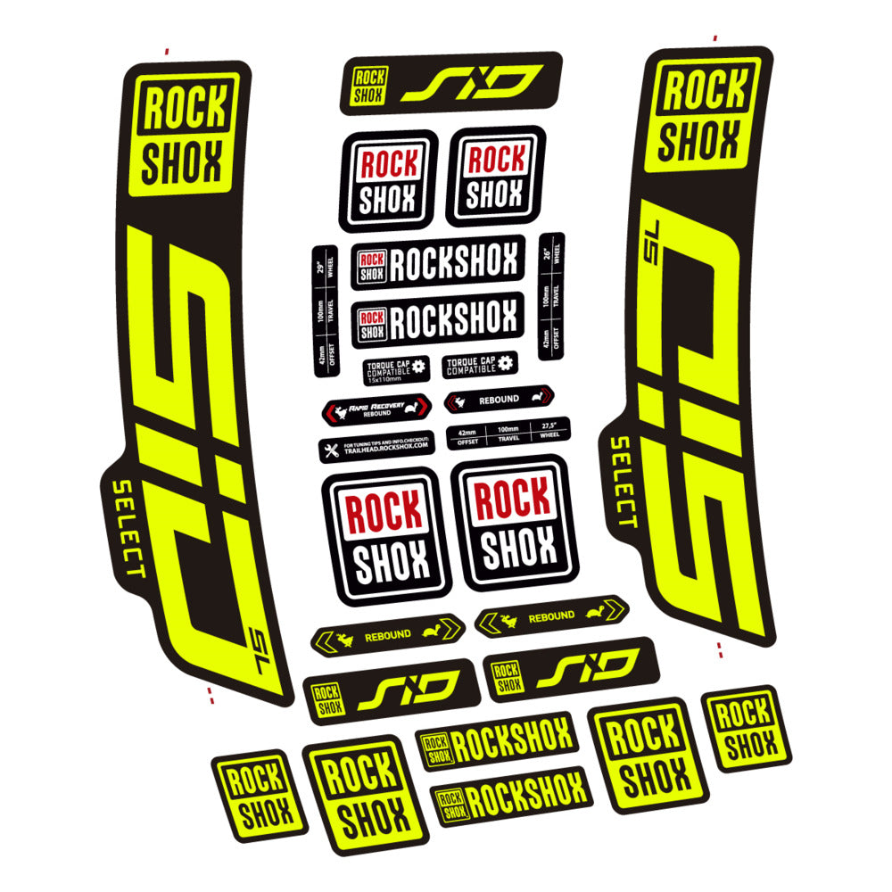Stickers for RockShox SiD Select SL 2021-2023, Fork vinyl decals - Neon Yellow