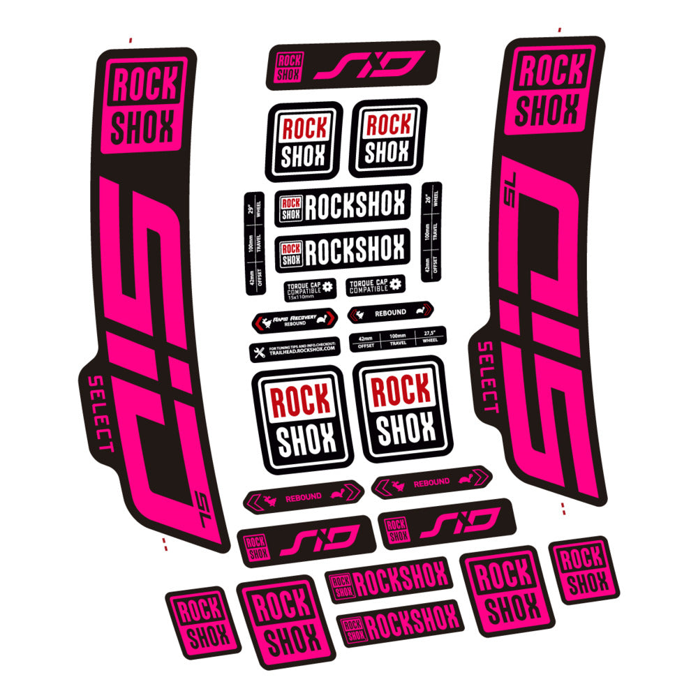 Stickers for RockShox SiD Select SL 2021-2023, Fork vinyl decals - Neon Pink