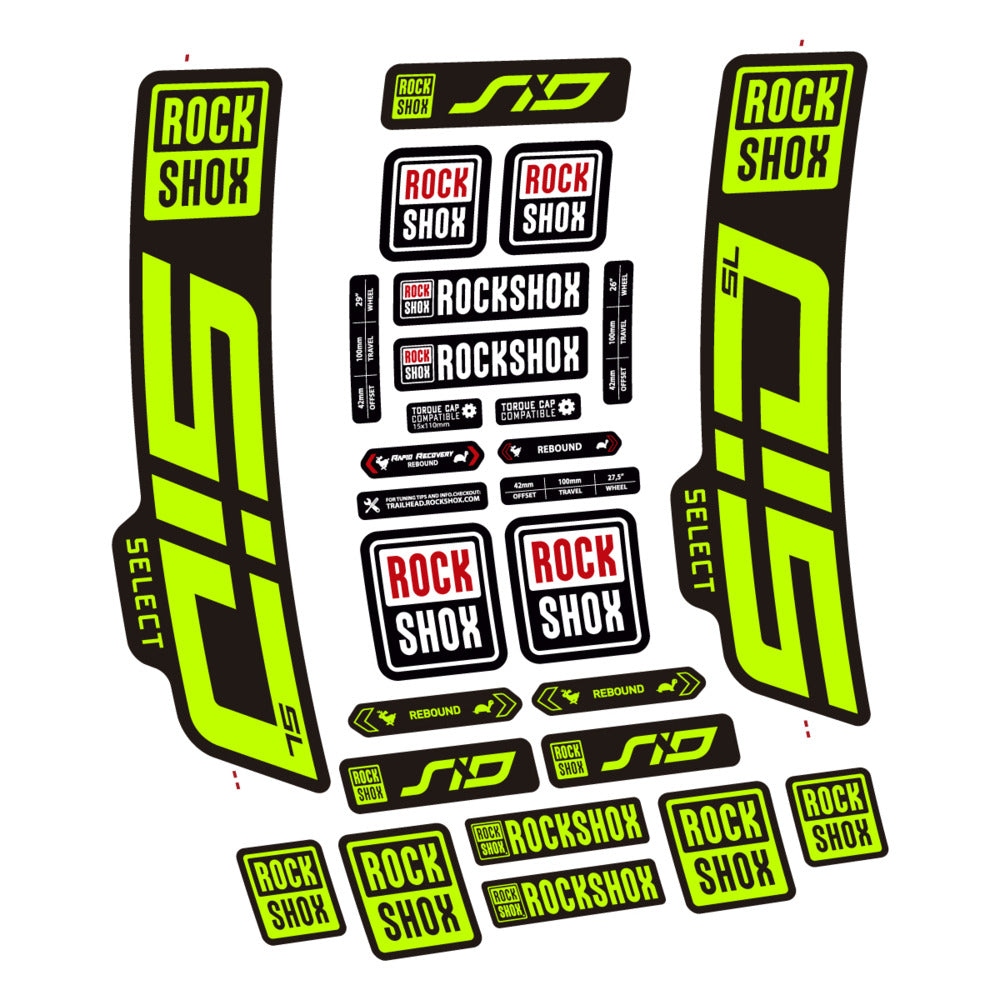 Stickers for RockShox SiD Select SL 2021-2023, Fork vinyl decals - Lime Neon