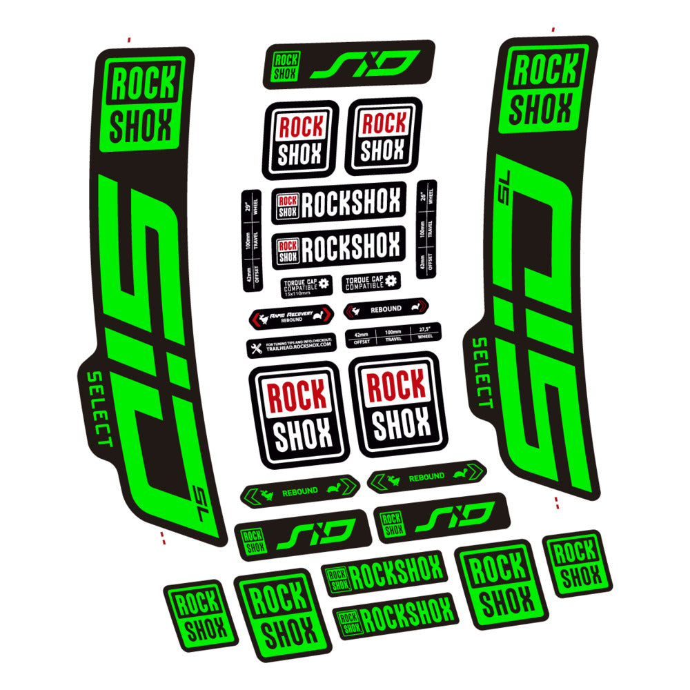 Stickers for RockShox SiD Select SL 2021-2023, Fork vinyl decals - Neon Green