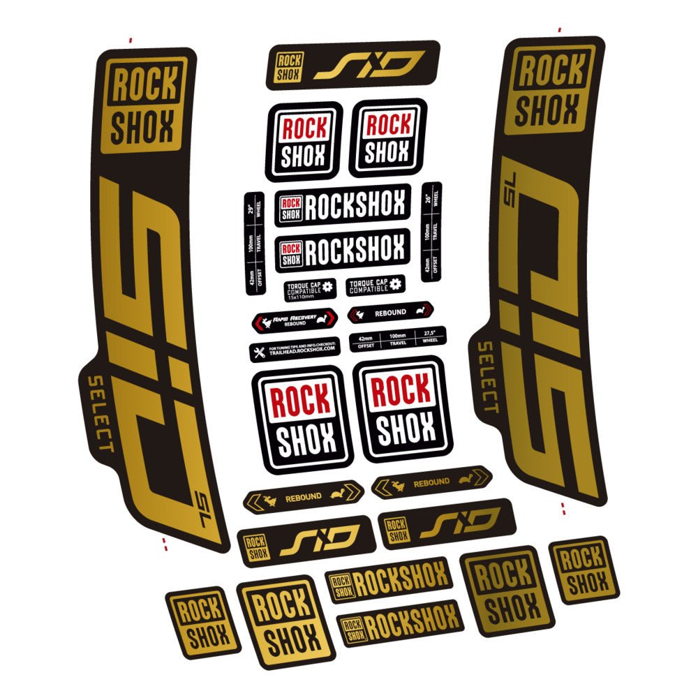 Stickers for RockShox SiD Select SL 2021-2023, Fork vinyl decals - Gold