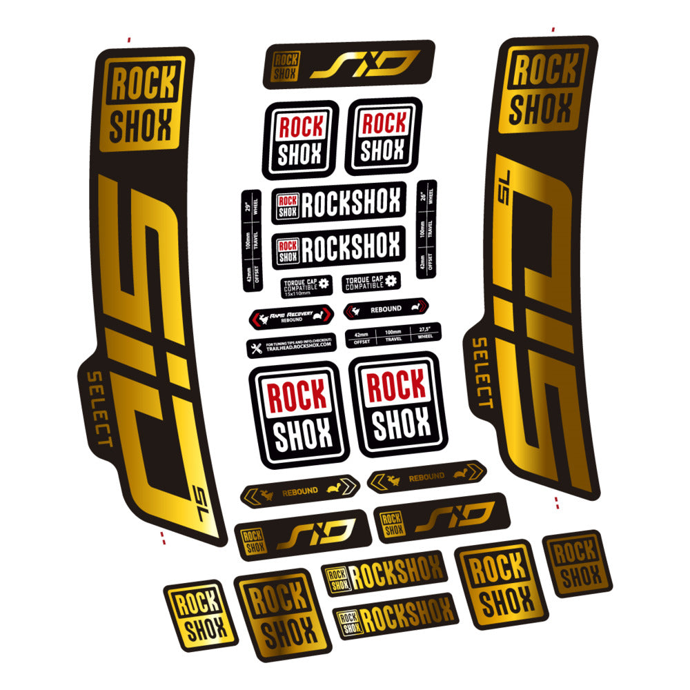 Stickers for RockShox SiD Select SL 2021-2023, Fork vinyl decals - Chrome Gold