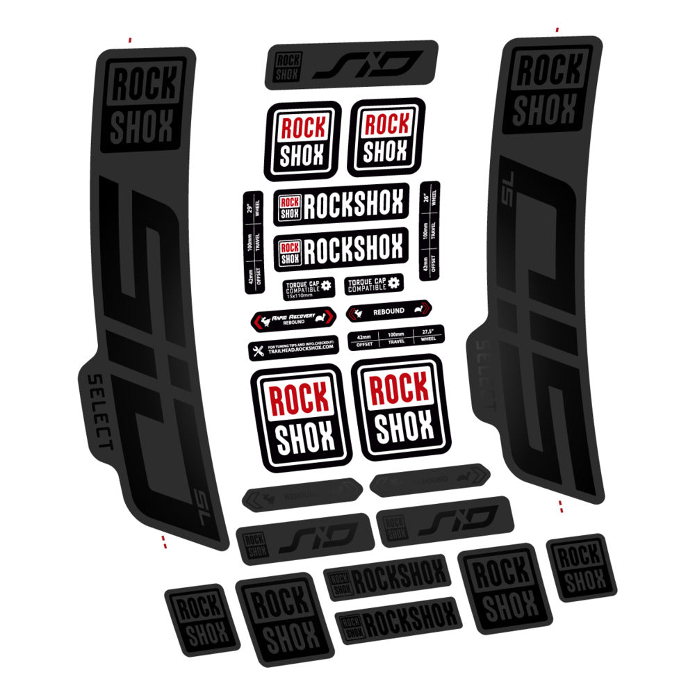 Stickers for RockShox SiD Select SL 2021-2023, Fork vinyl decals - Black
