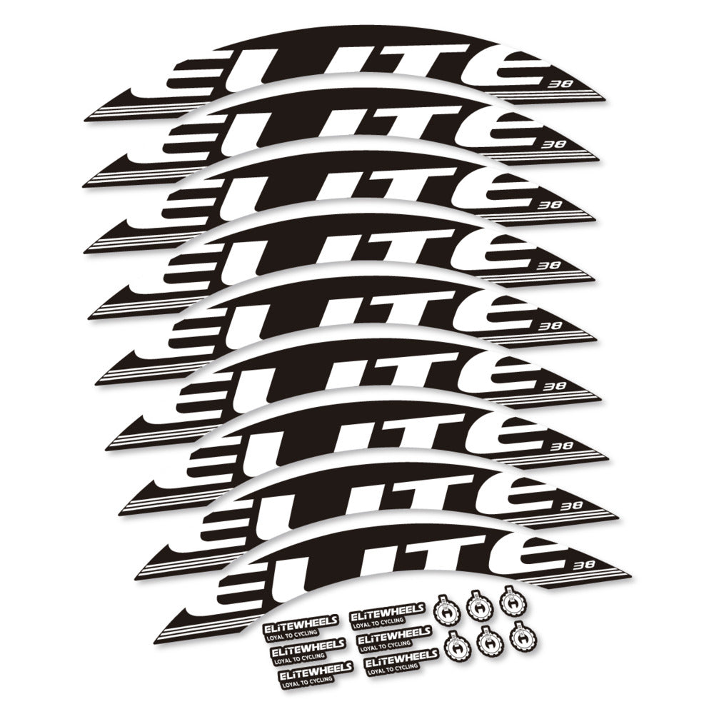 Stickers for Elite Wheels 38, Road Wheel 38mm vinyl decals - White