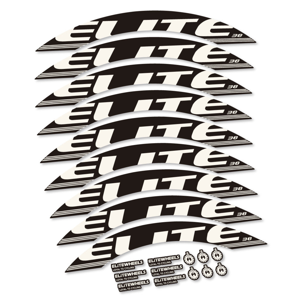 Stickers for Elite Wheels 38, Road Wheel 38mm vinyl decals - Bone White