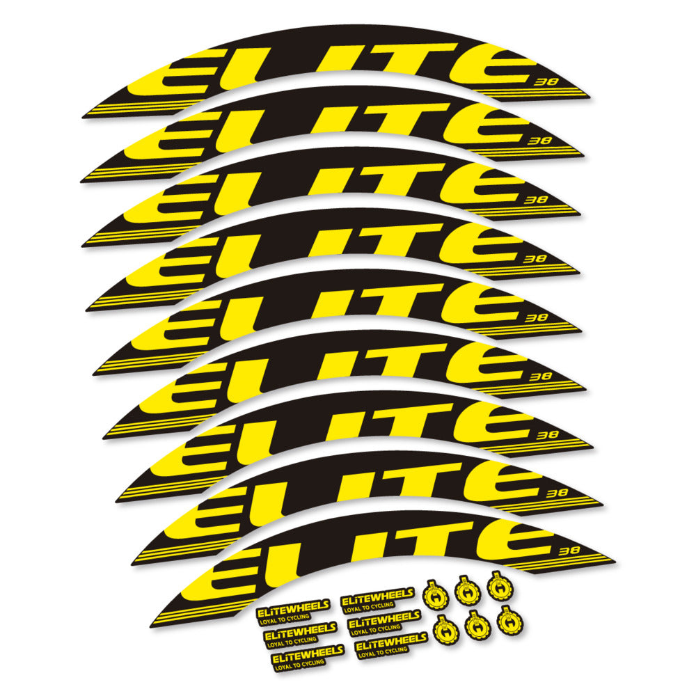 Stickers for Elite Wheels 38, Road Wheel 38mm vinyl decals - Yellow