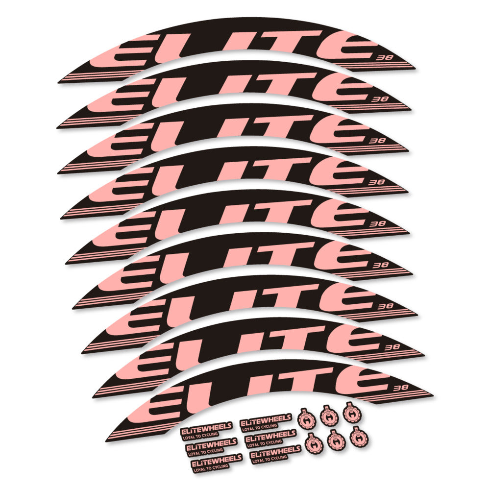 Stickers for Elite Wheels 38, Road Wheel 38mm vinyl decals - Salmon Pink