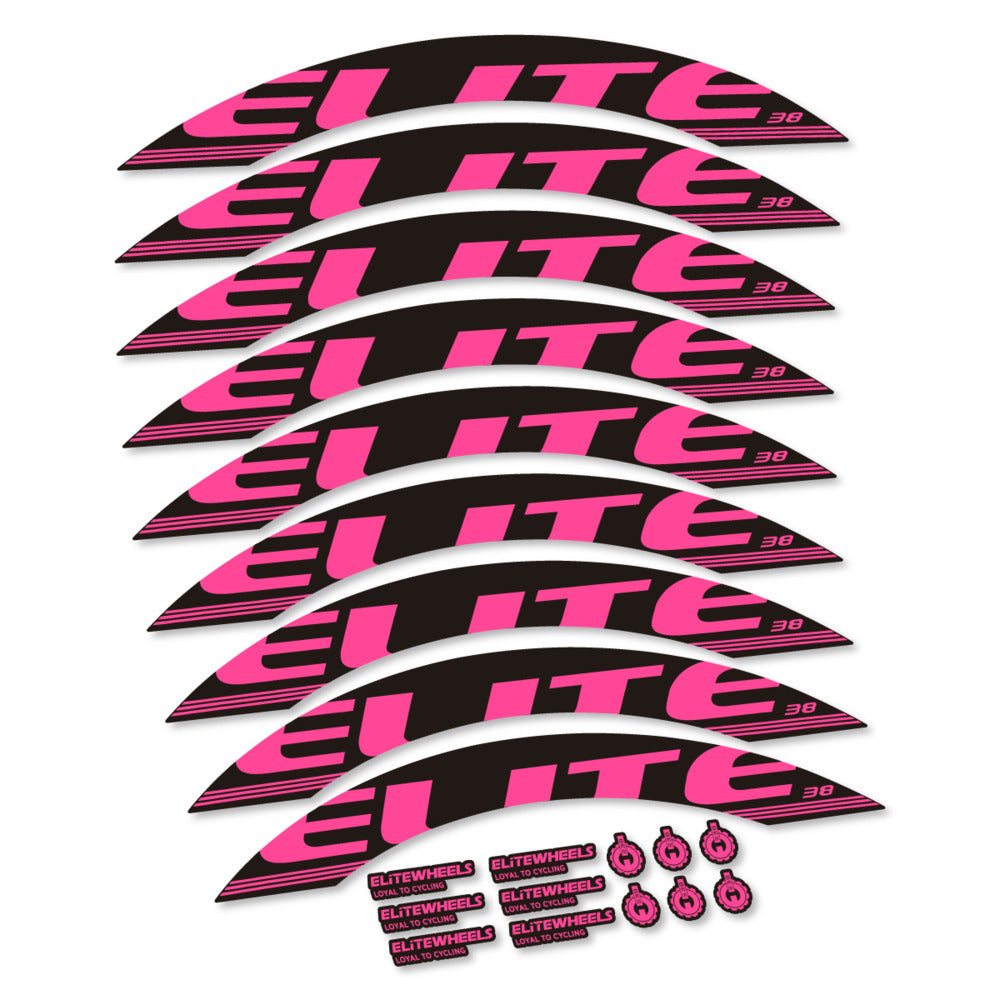 Stickers for Elite Wheels 38, Road Wheel 38mm vinyl decals - Bubblegum Pink