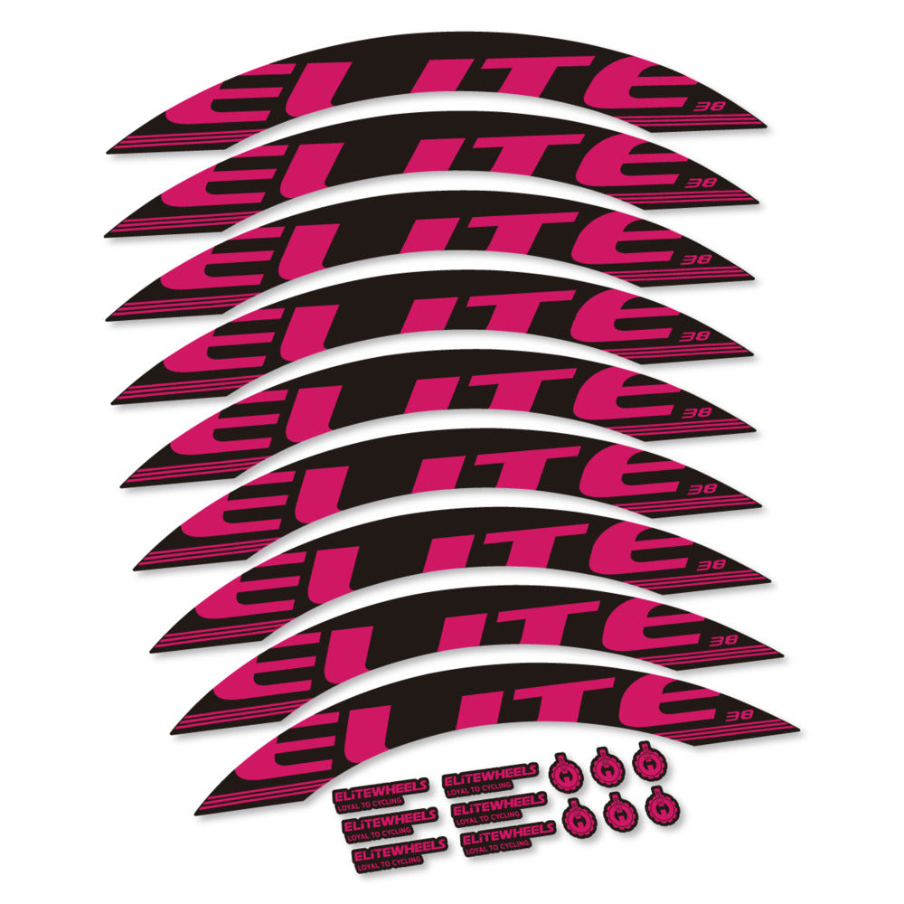 Stickers for Elite Wheels 38, Road Wheel 38mm vinyl decals - Dark Pink