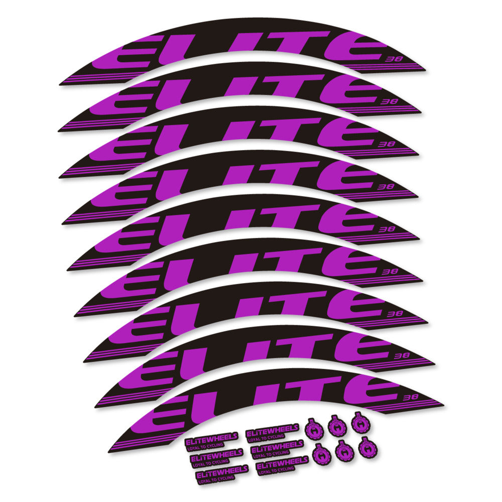 Stickers for Elite Wheels 38, Road Wheel 38mm vinyl decals - Violet Pink