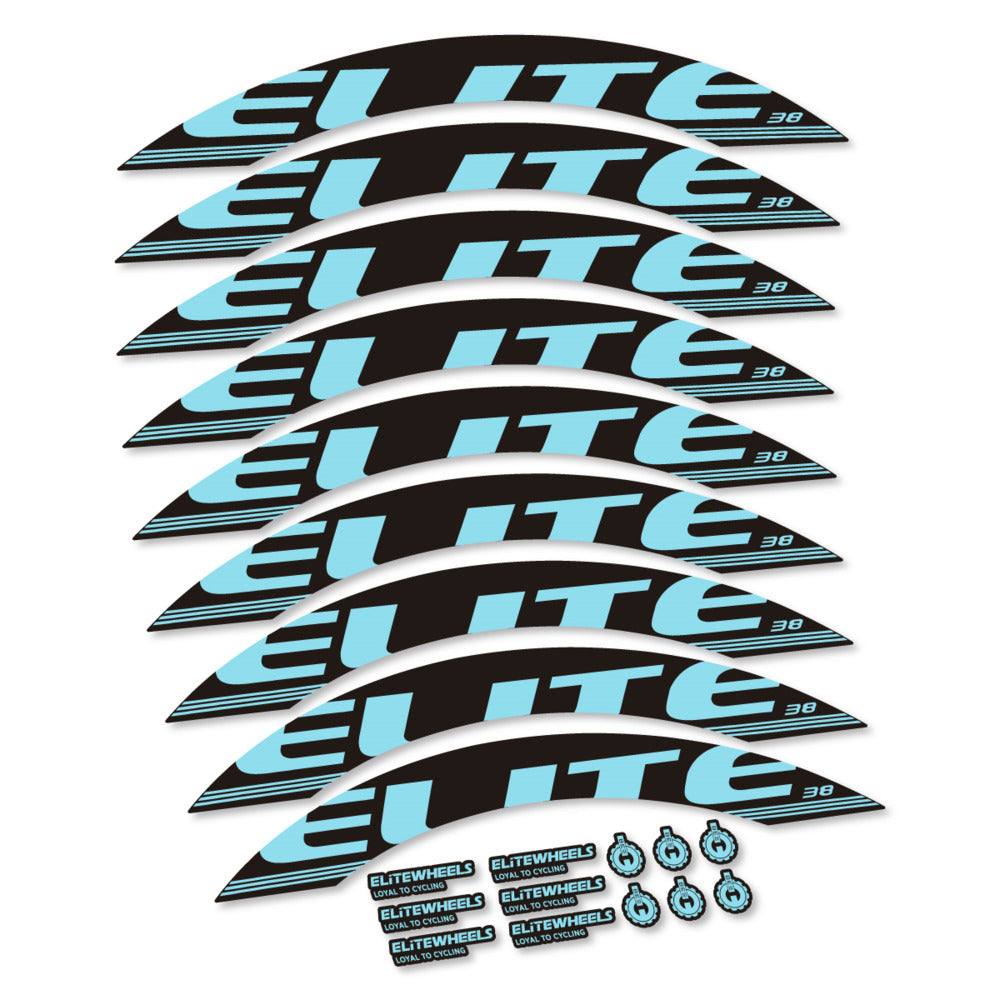 Stickers for Elite Wheels 38, Road Wheel 38mm vinyl decals - Sky Blue