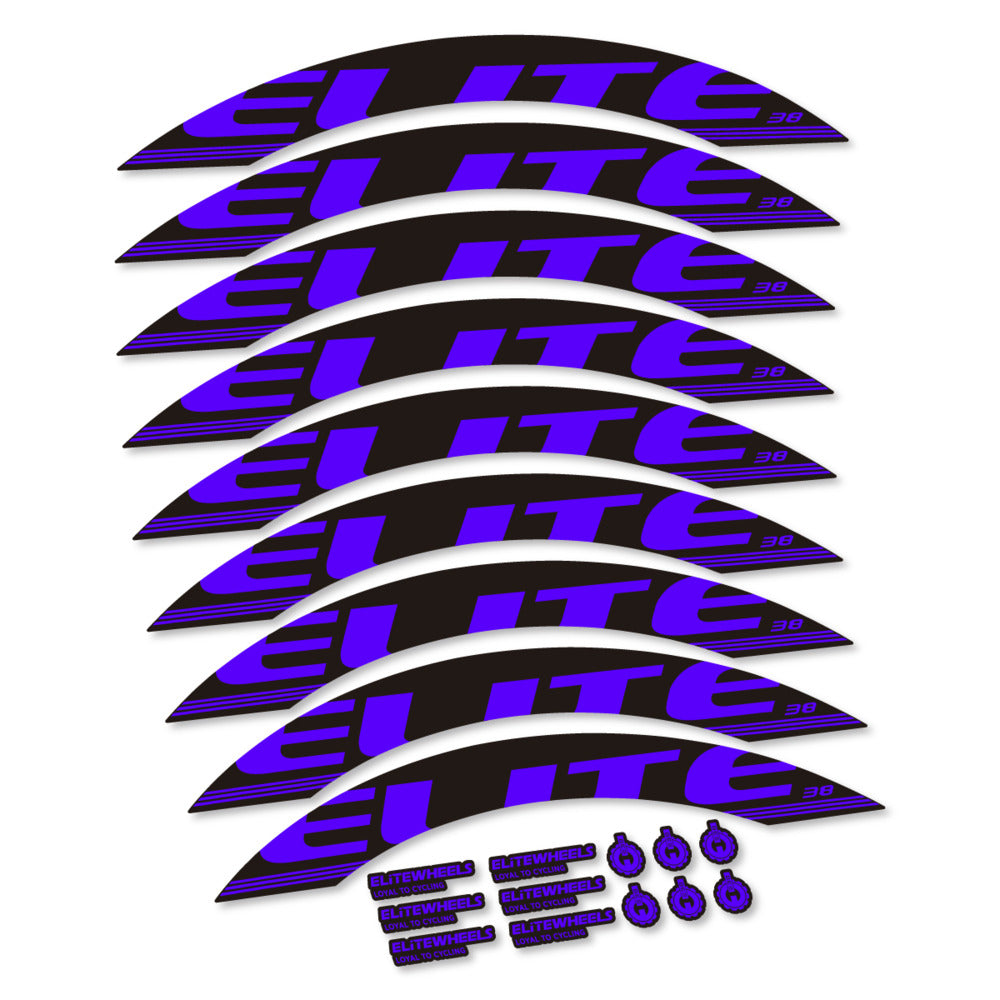Stickers for Elite Wheels 38, Road Wheel 38mm vinyl decals - Reflex Blue