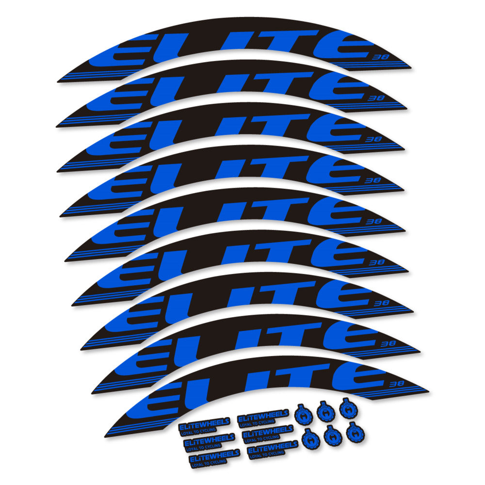 Stickers for Elite Wheels 38, Road Wheel 38mm vinyl decals - Sea Blue