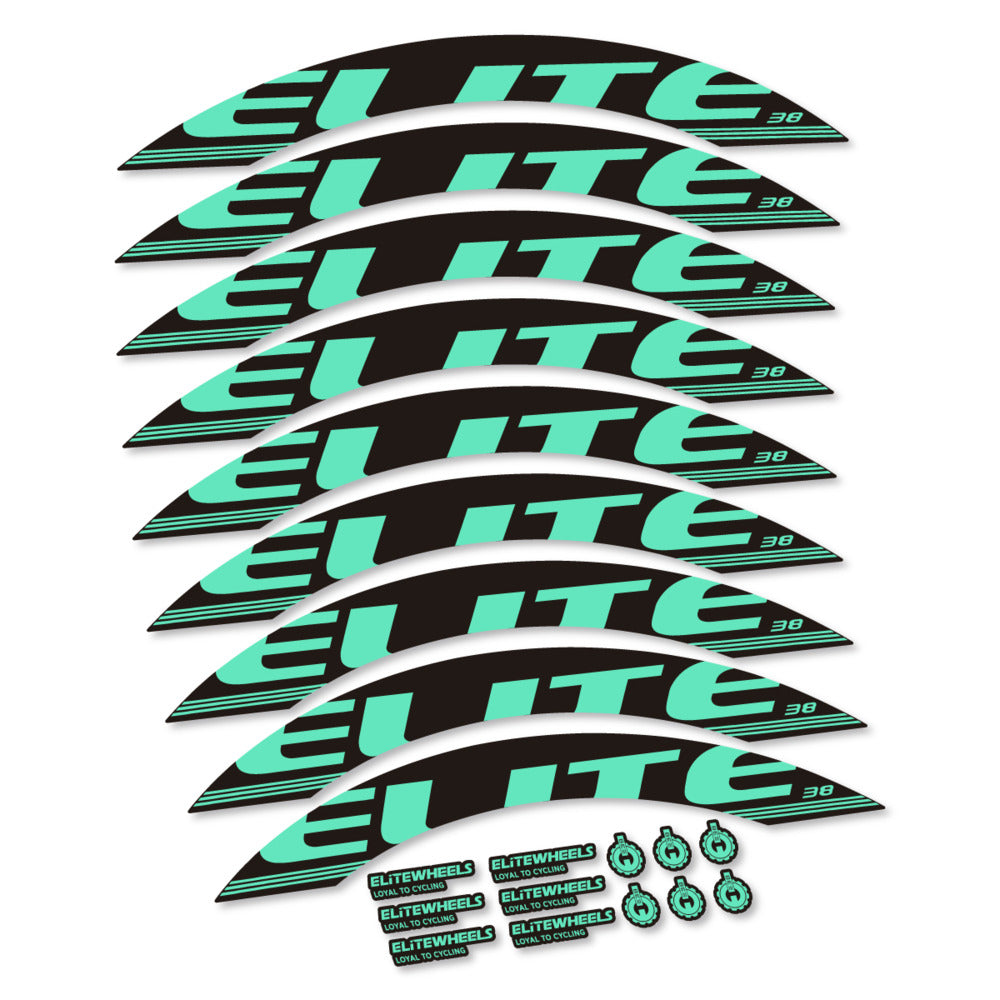 Stickers for Elite Wheels 38, Road Wheel 38mm vinyl decals - Mint