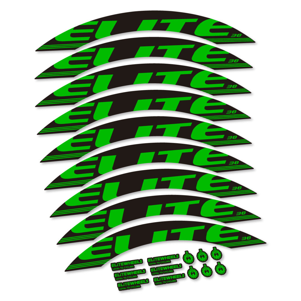 Stickers for Elite Wheels 38, Road Wheel 38mm vinyl decals - Grass Green