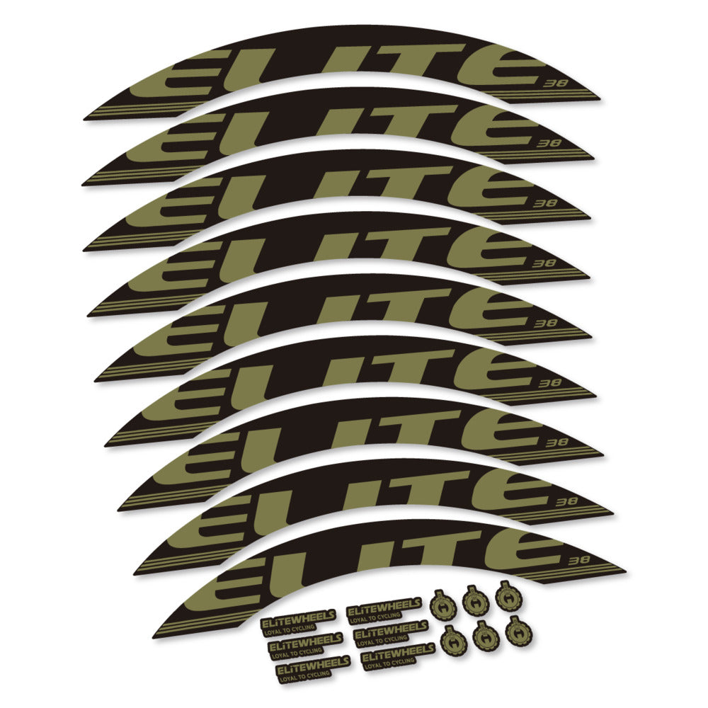 Stickers for Elite Wheels 38, Road Wheel 38mm vinyl decals - Khaki