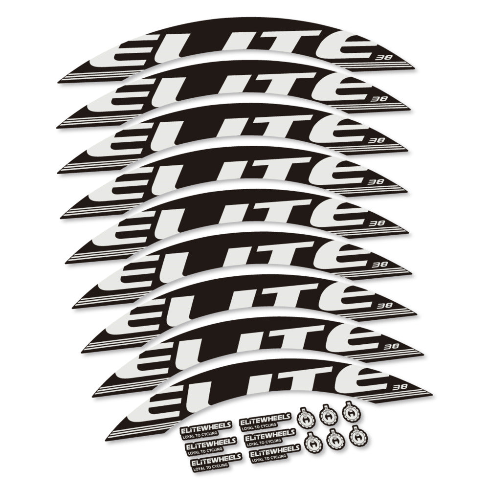 Stickers for Elite Wheels 38, Road Wheel 38mm vinyl decals - Pearl Grey