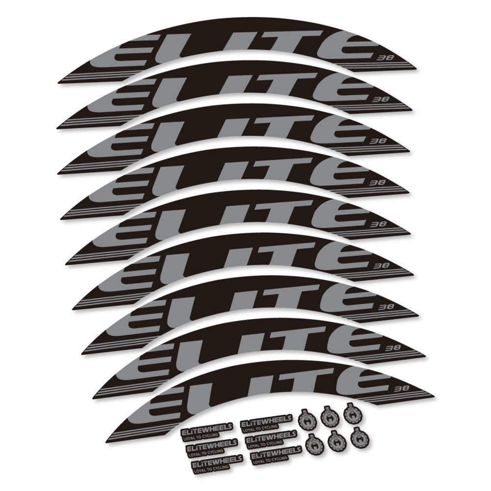 Stickers for Elite Wheels 38, Road Wheel 38mm vinyl decals - Traffic Grey