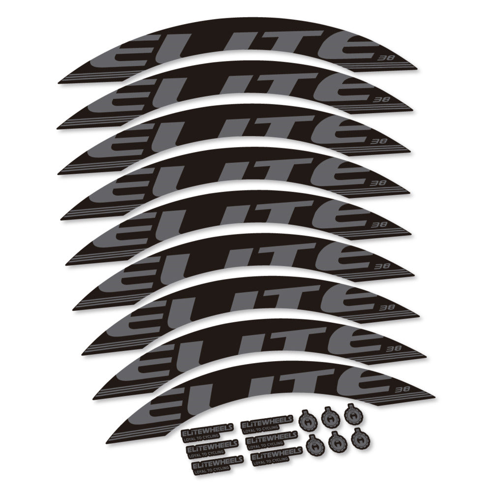 Stickers for Elite Wheels 38, Road Wheel 38mm vinyl decals - Medium Grey