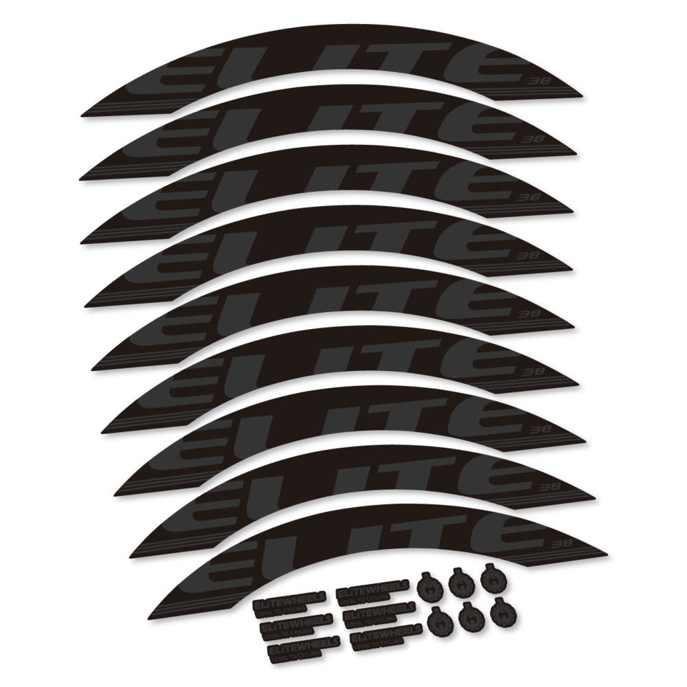 Stickers for Elite Wheels 38, Road Wheel 38mm vinyl decals - Very Dark Grey